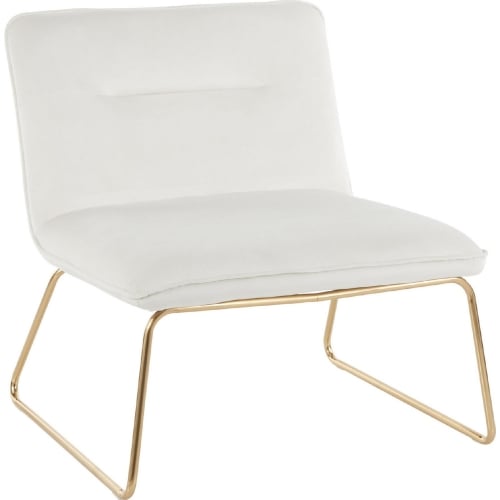 Casper Accent Chair in Cream Velvet & Gold Metal